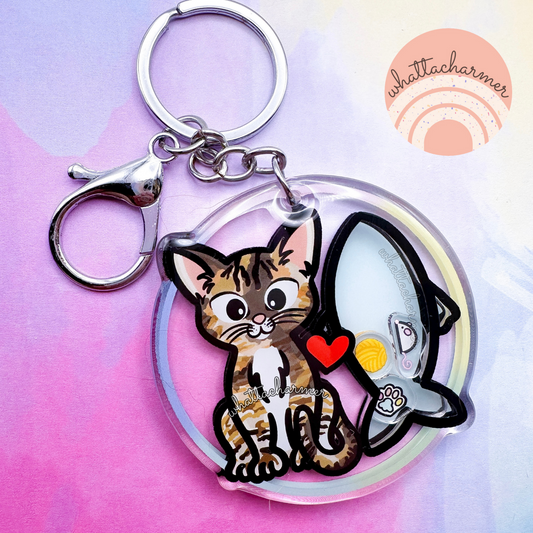 Tortoiseshell Tabby (Torbie) Cat Keychain