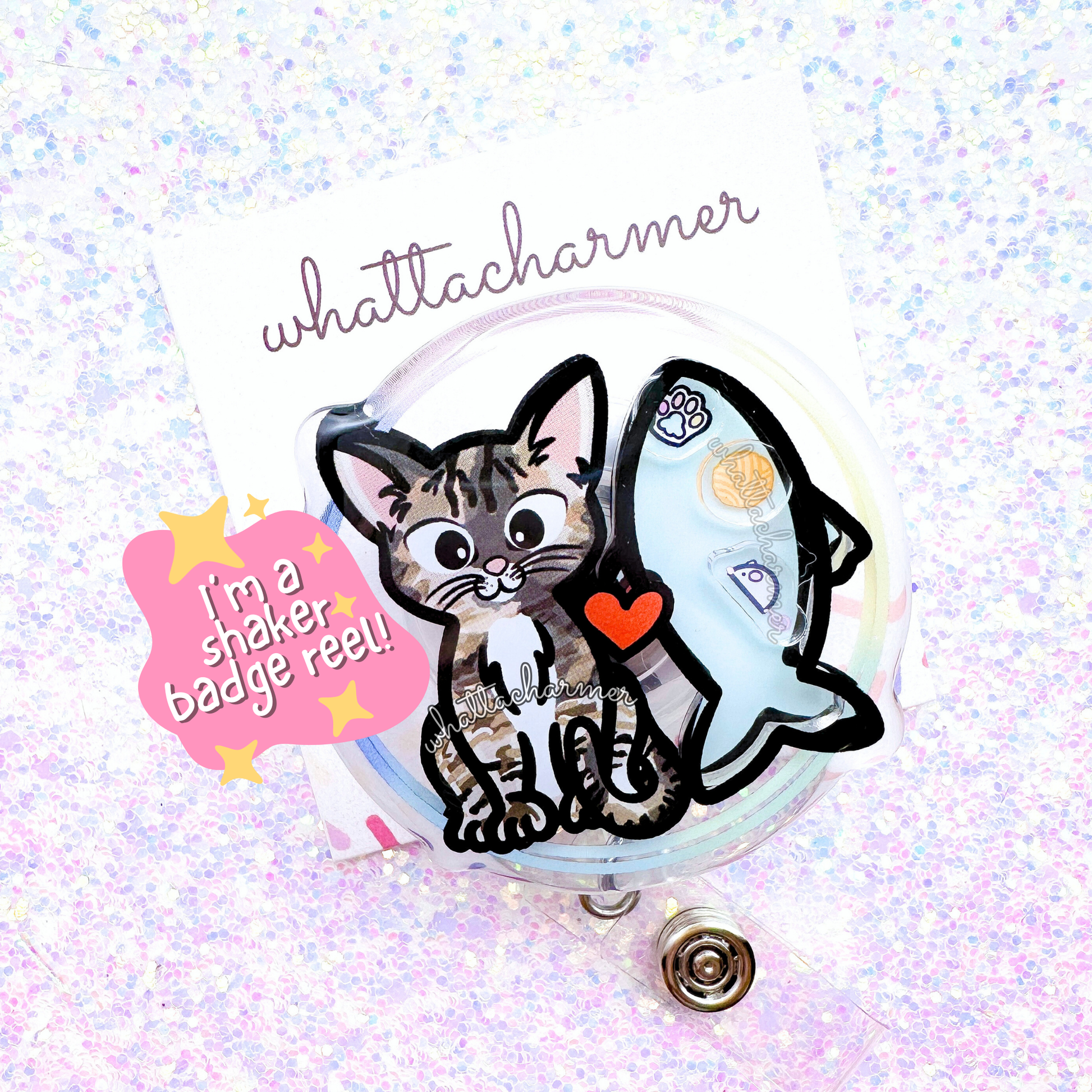Torbie Cat Shaker Badge Reel