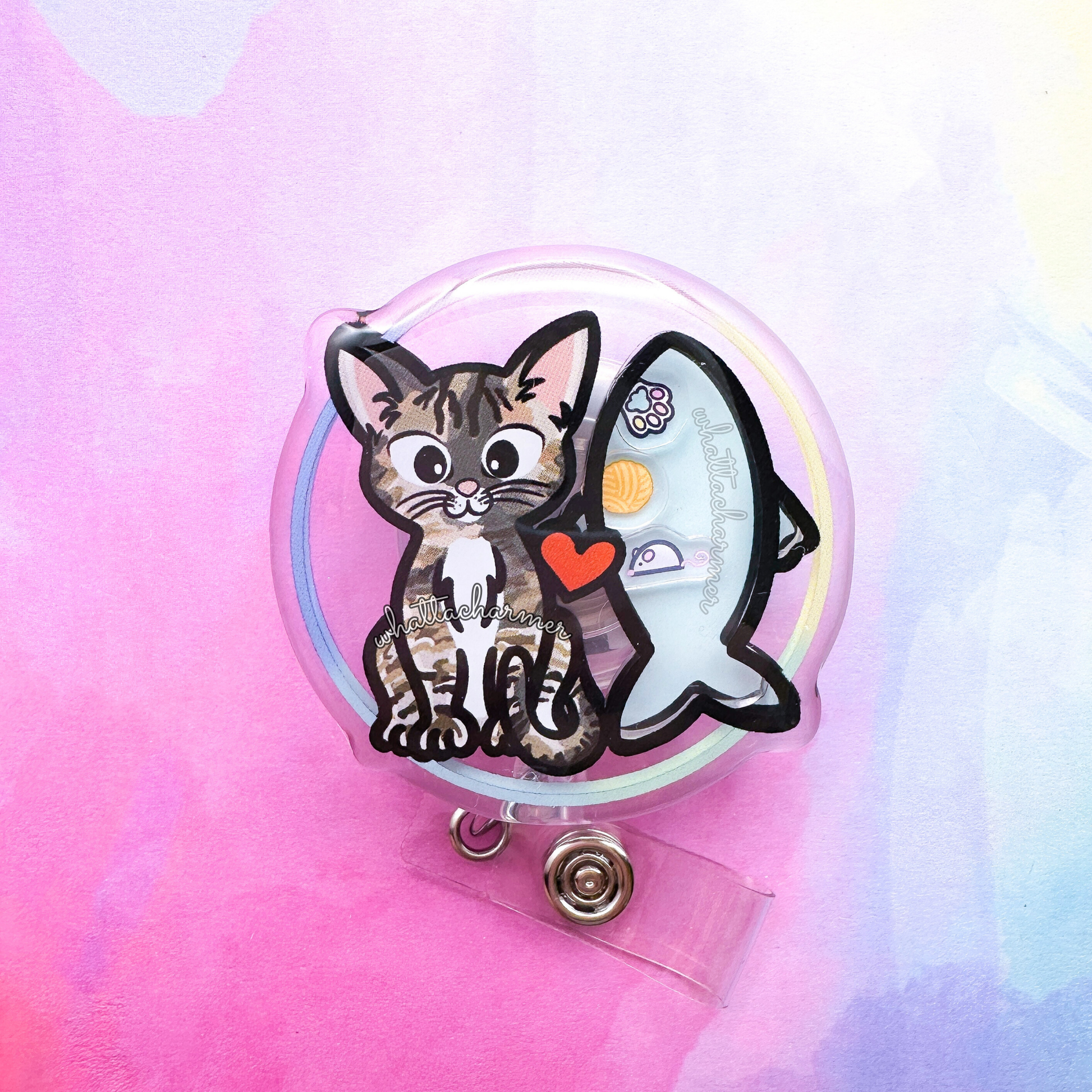 Torbie Cat Shaker Badge Reel