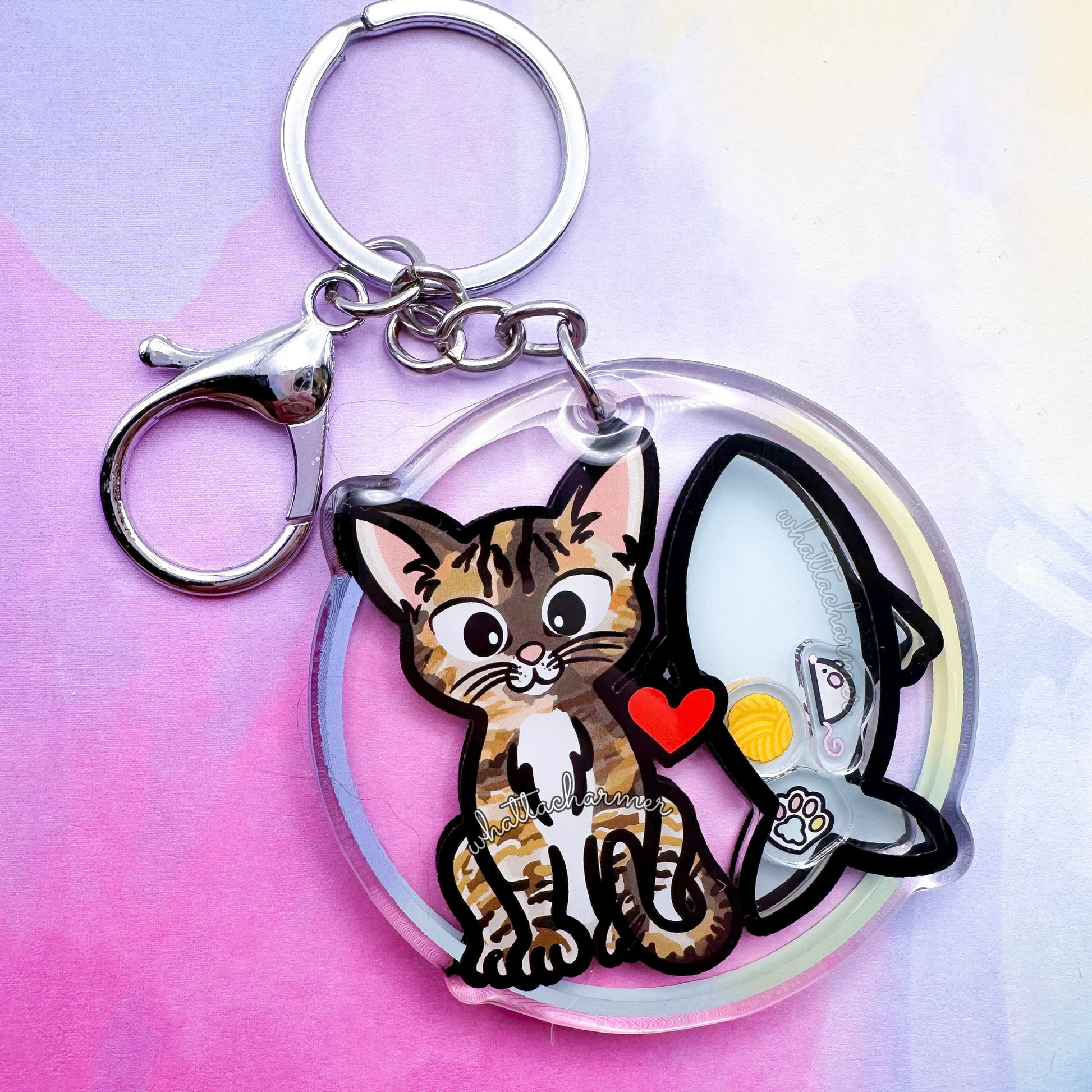 Shorthaired Torbie Cat Keychain