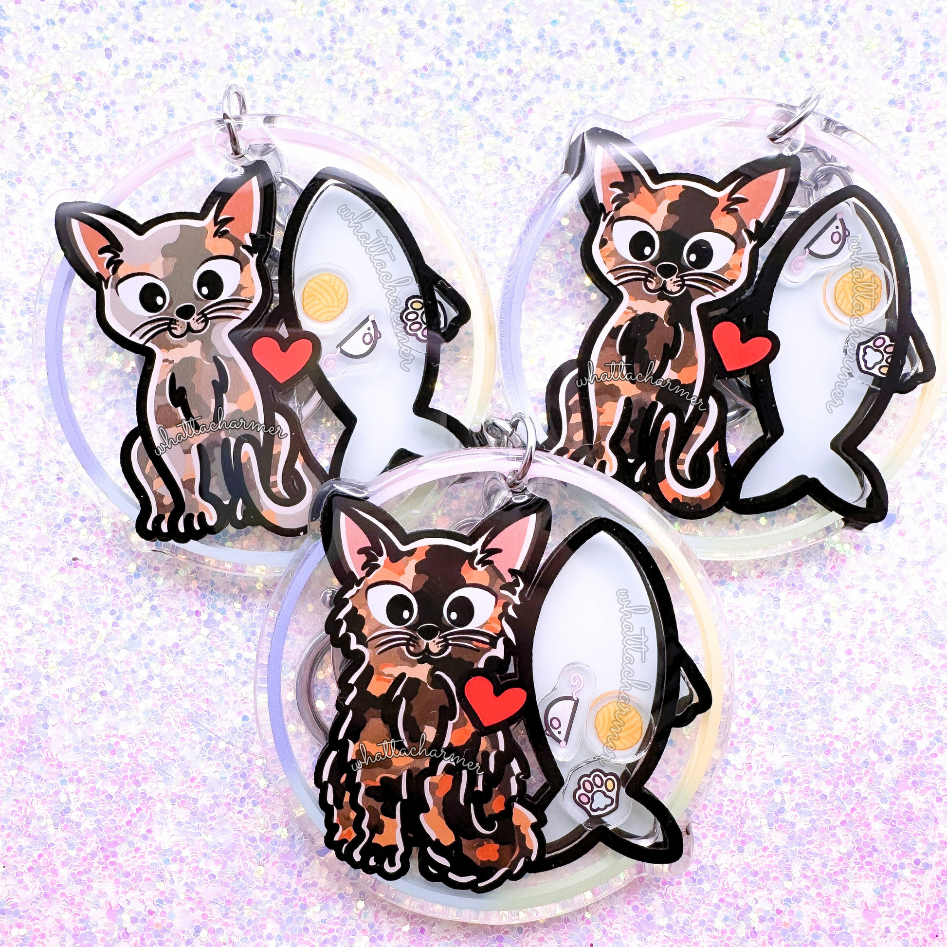Shorthaired Tortie Cat Keychain