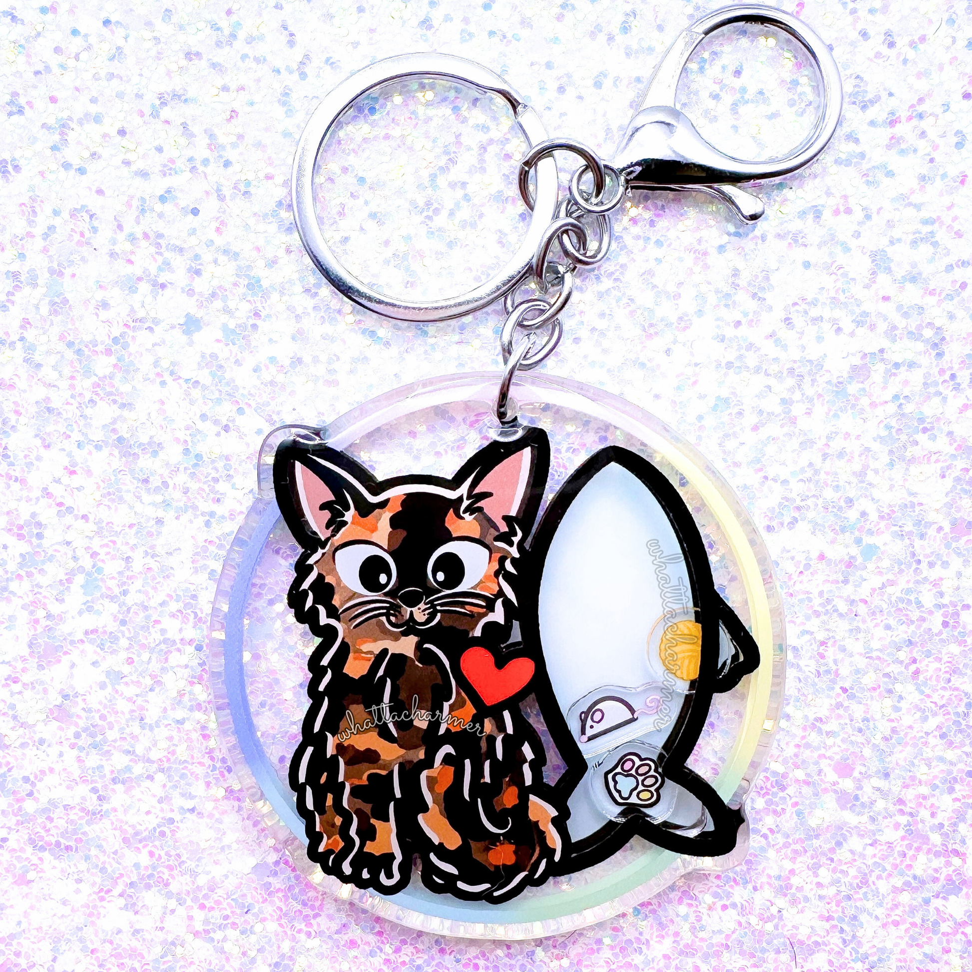 Longhaired Tortie Cat Keychain