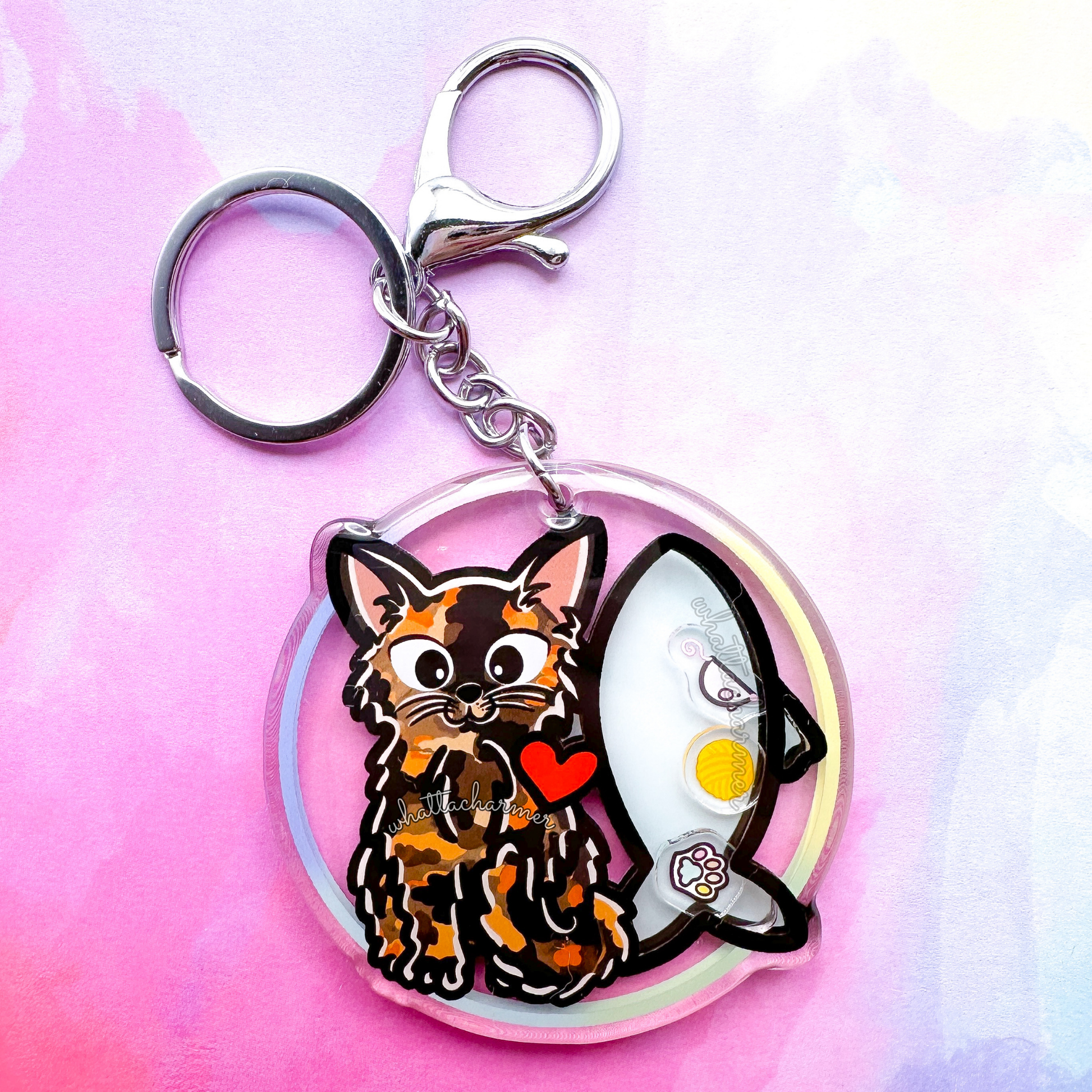 Longhaired Tortie Cat Keychain