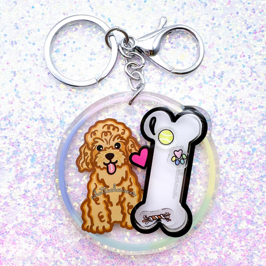 Apricot Toy Poodle Shaker Keychain