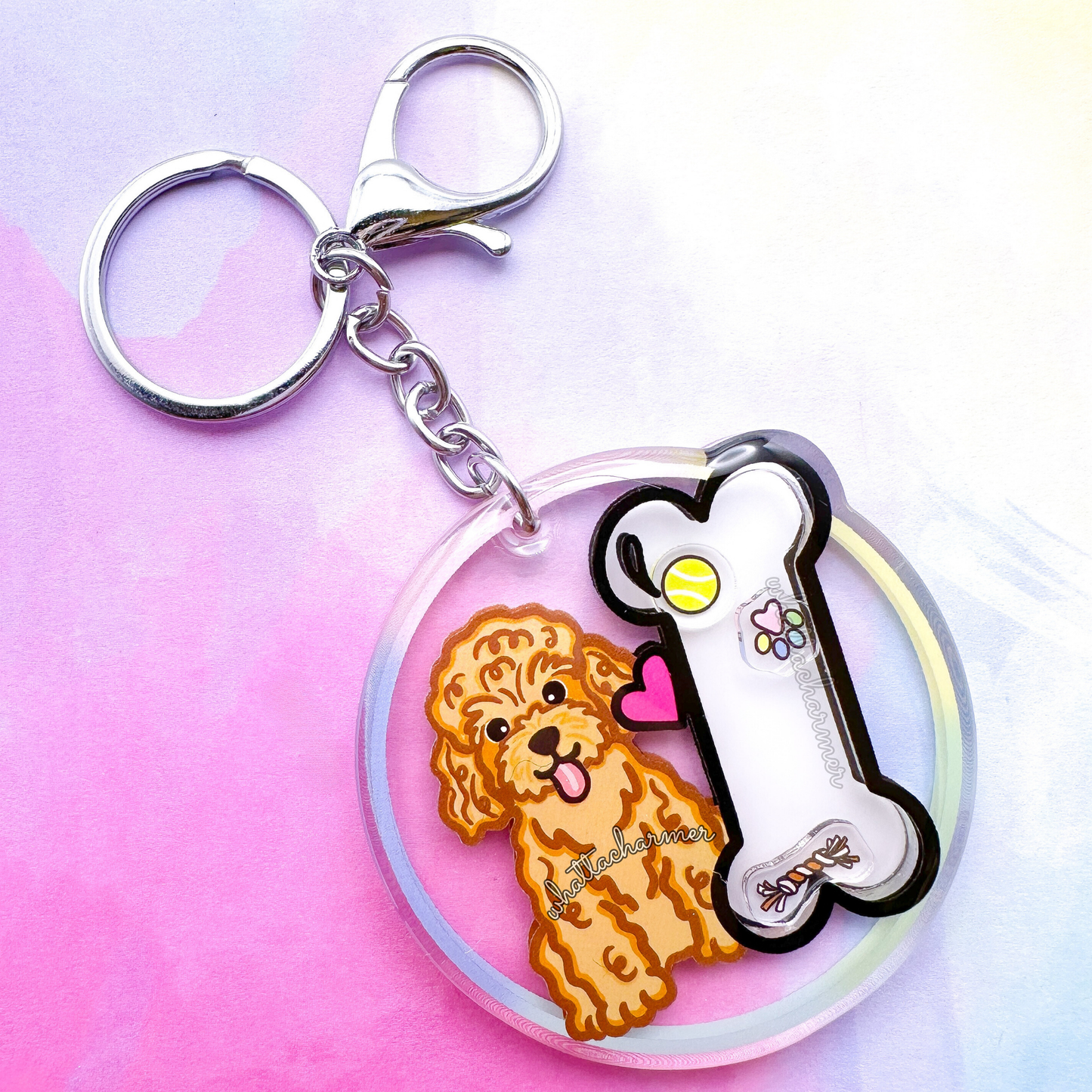 Apricot Toy Poodle Shaker Keychain