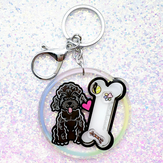 Black Toy Poodle Shaker Keychain