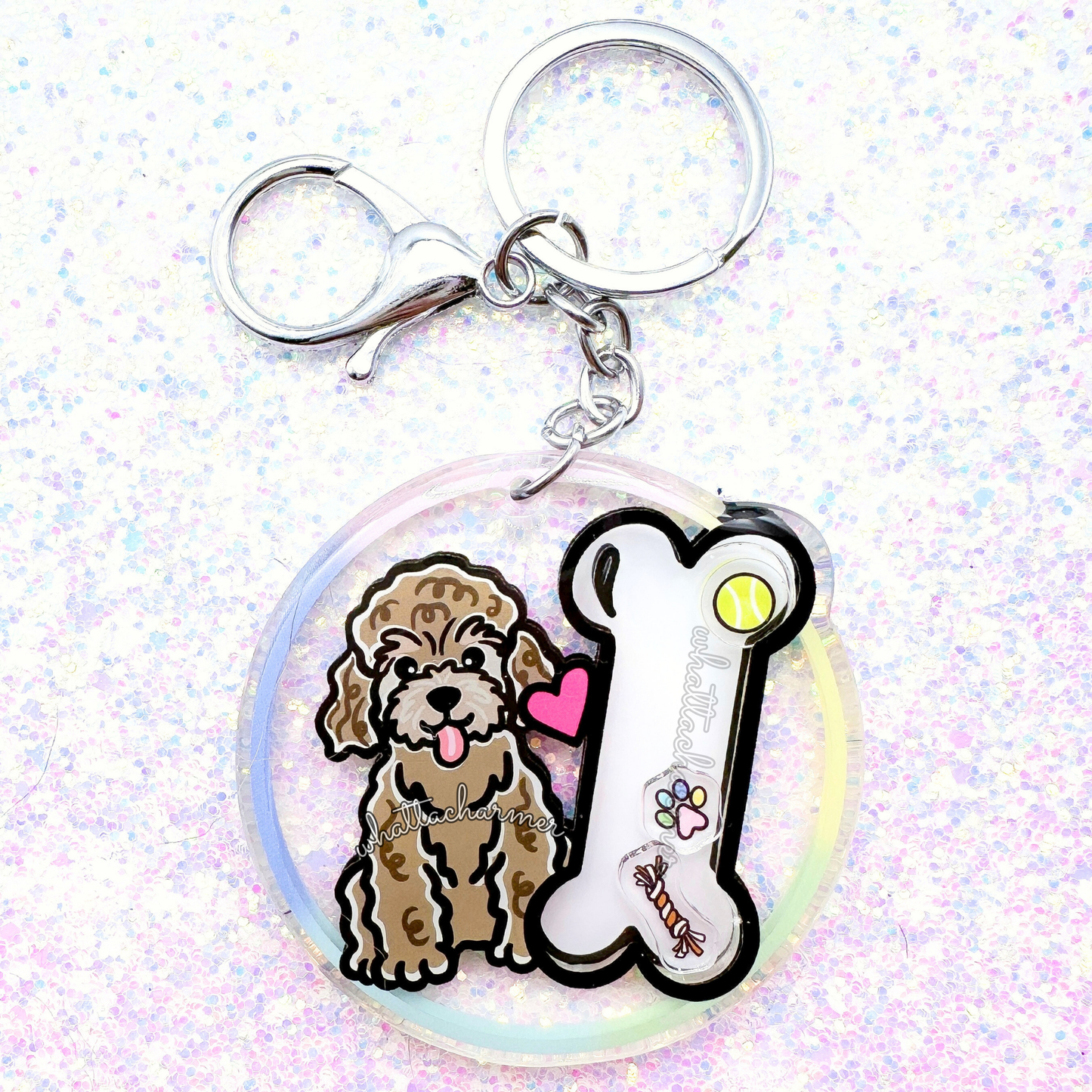 Cafe Au Lait Toy Poodle Shaker Keychain