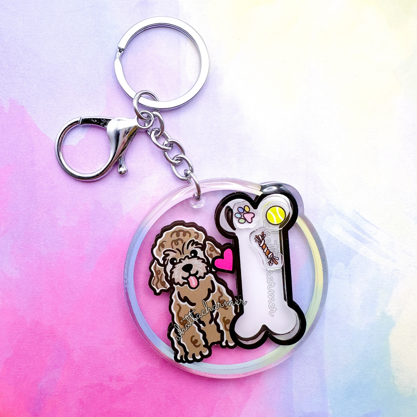 Cafe Au Lait Toy Poodle Shaker Keychain