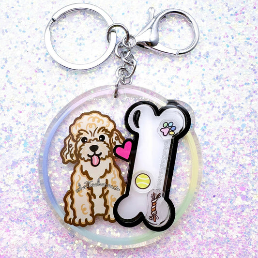 Cream Toy Poodle Shaker Keychain