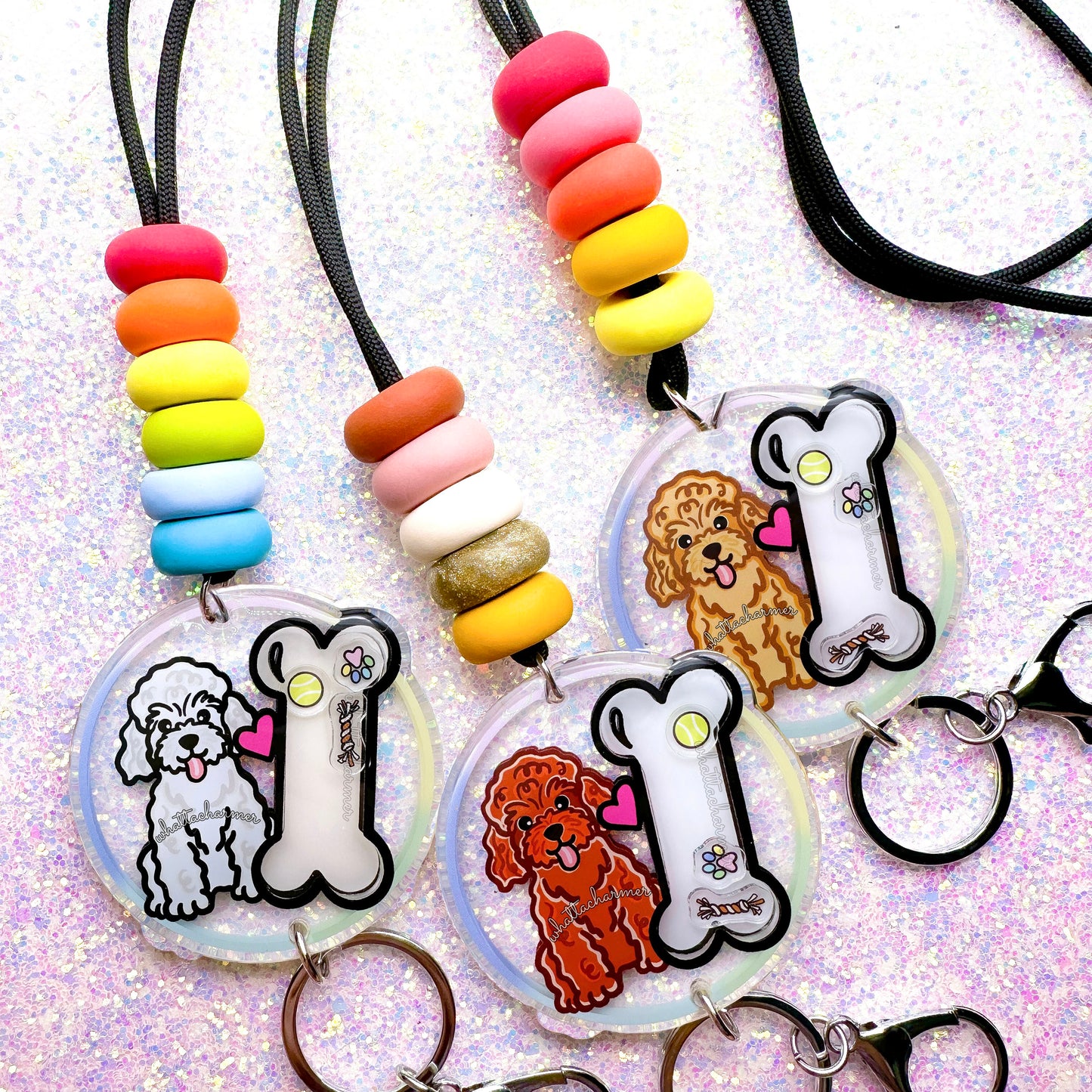 Toy Poodle Shaker Lanyard