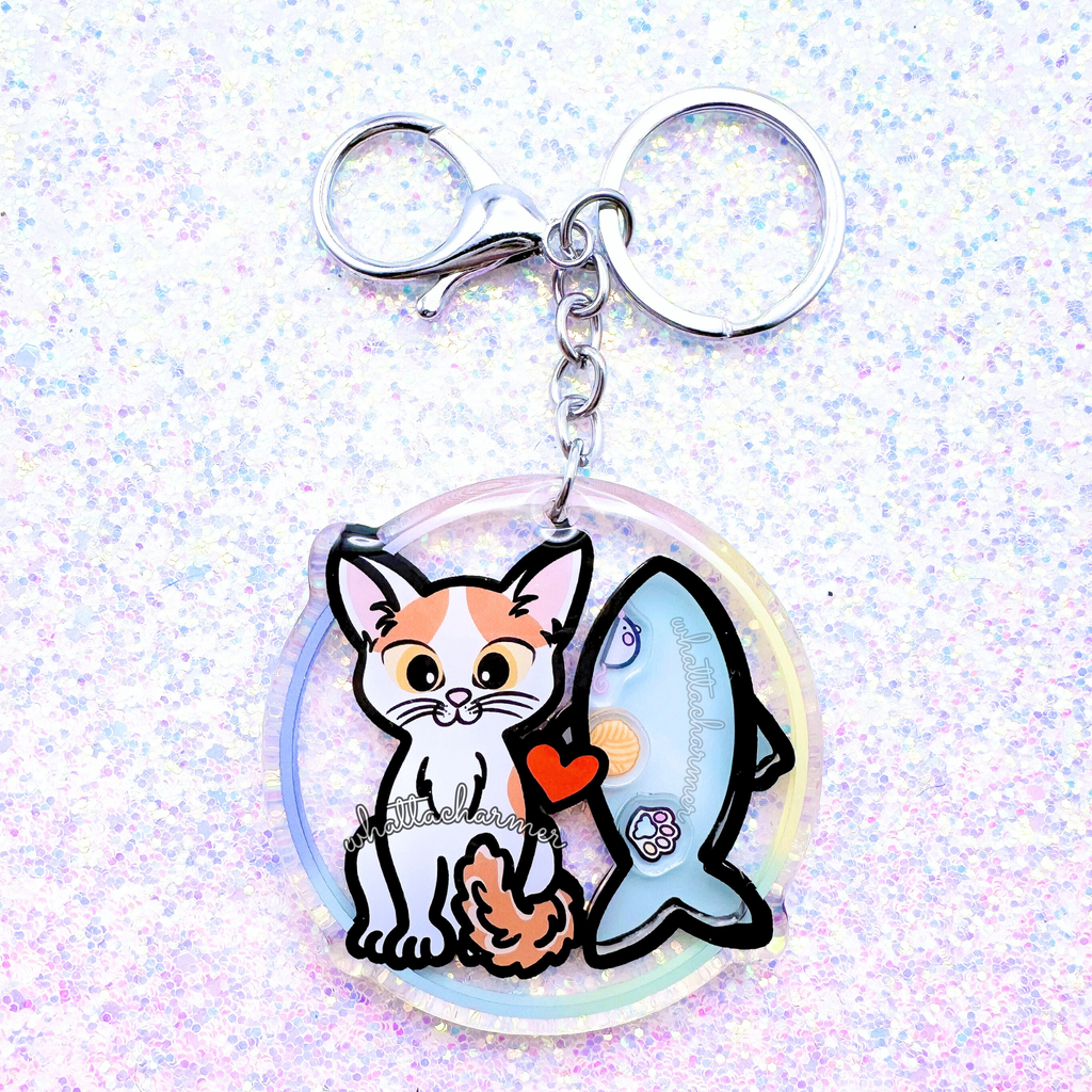 Orange Turkish Van Cat Keychain