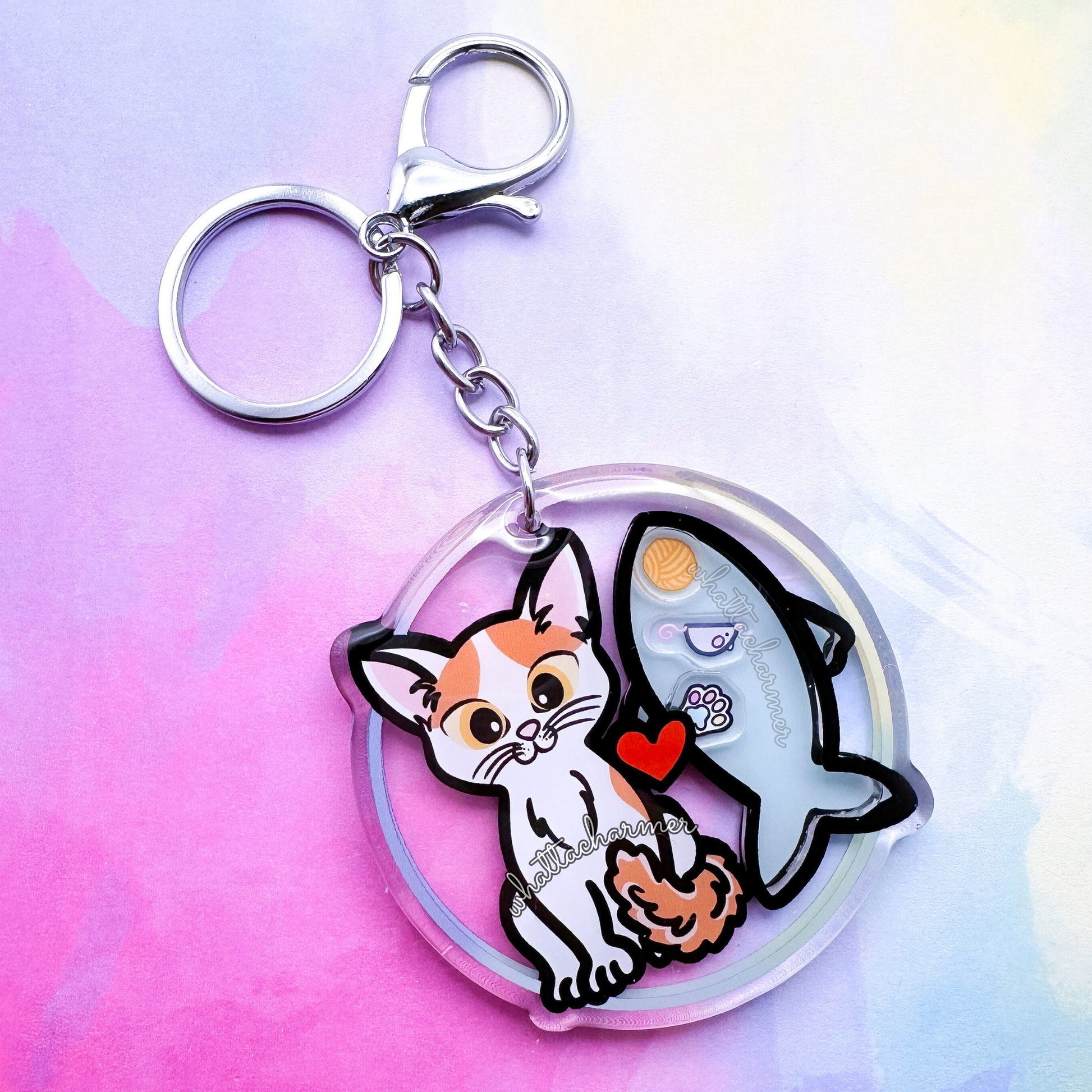 Orange Turkish Van Cat Keychain