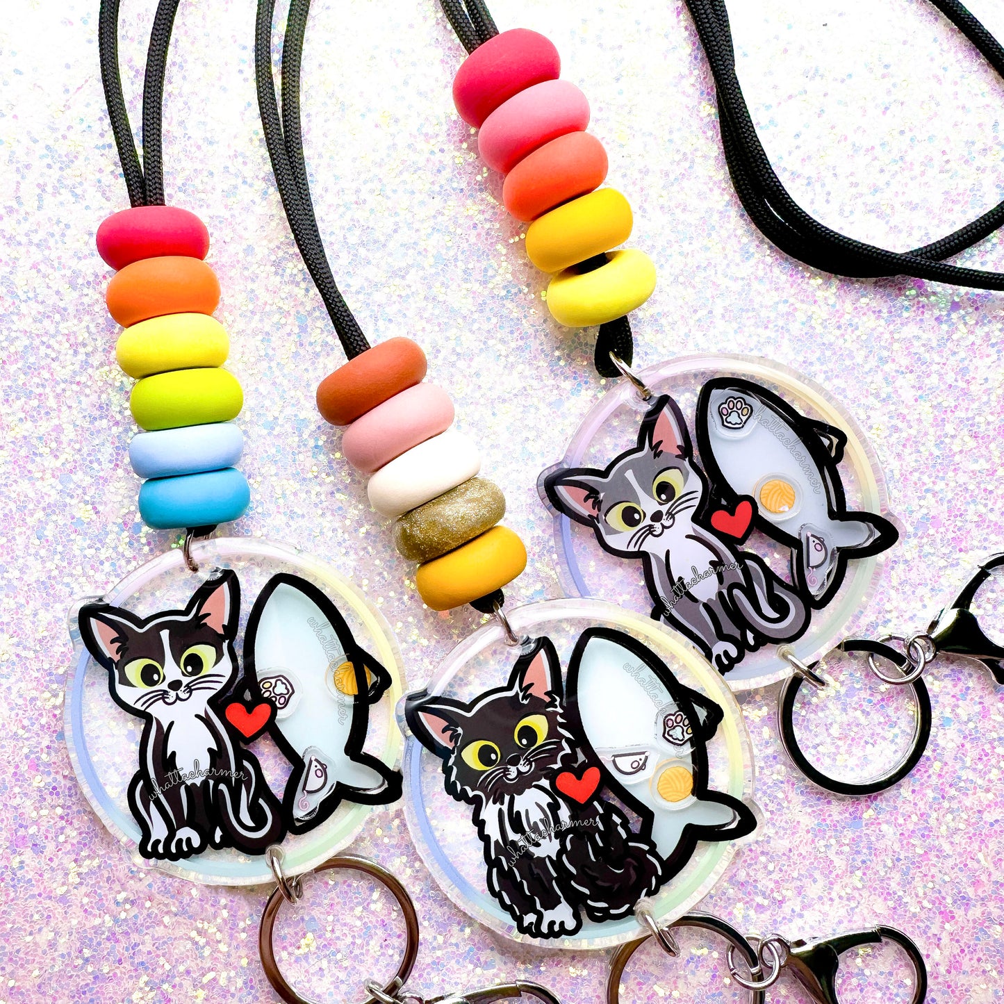 Tuxedo Cat Shaker Lanyard