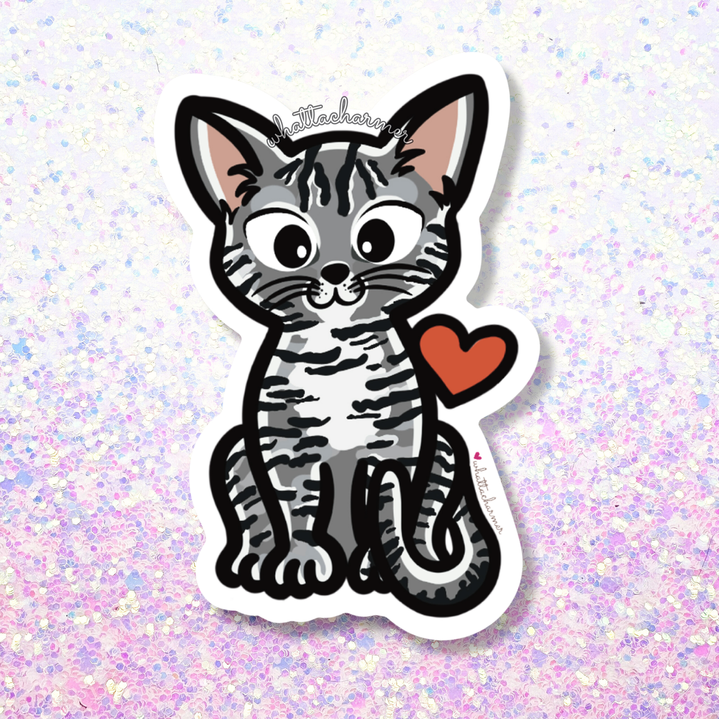 Gray Tabby Cat Vinyl Sticker