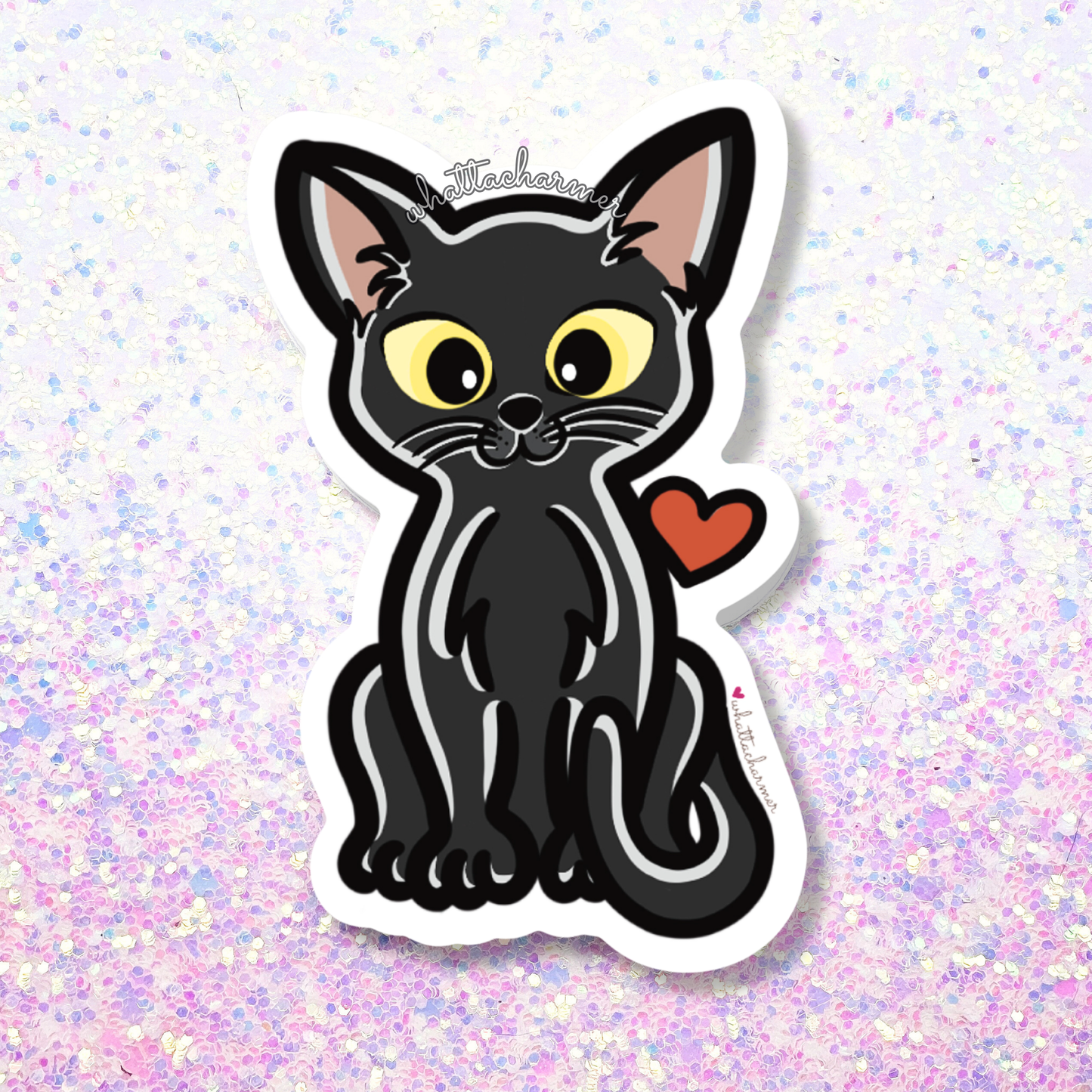 Shorthaired Black Cat Vinyl Sticker