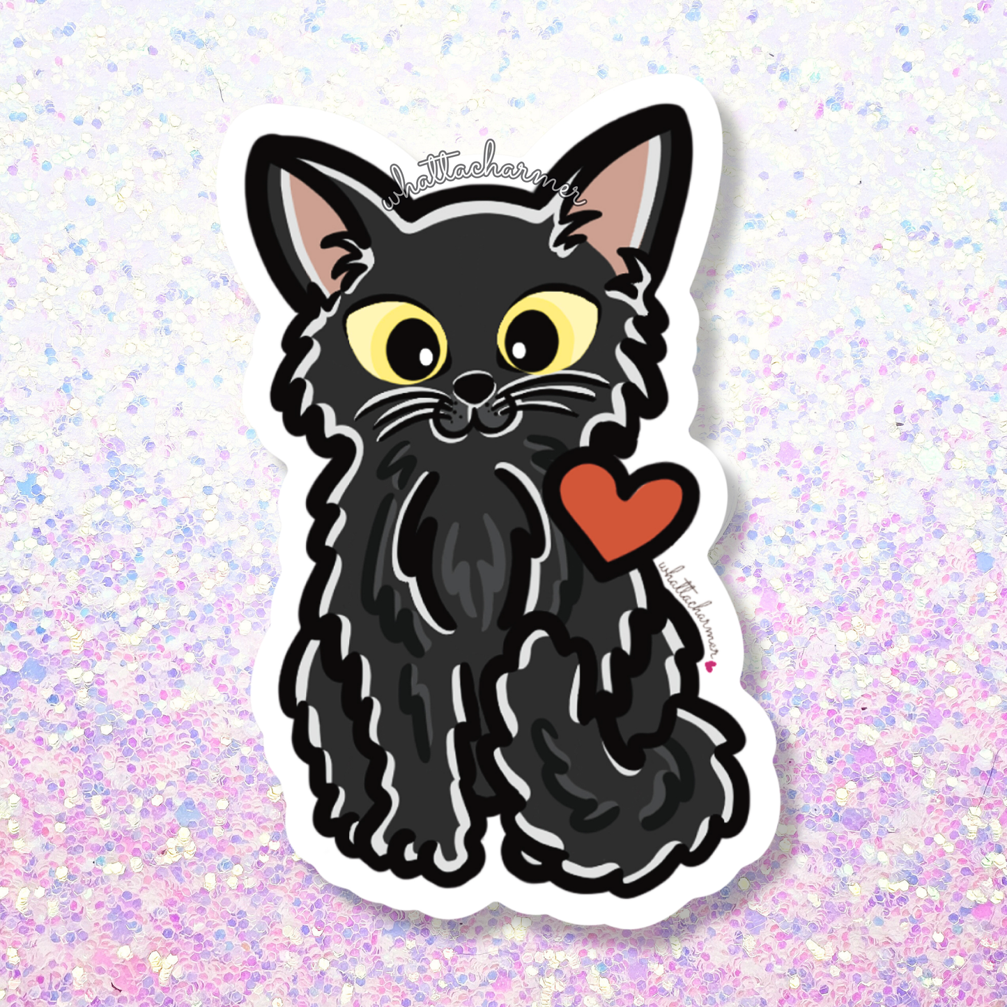 Longhaired Black Cat Vinyl Sticker