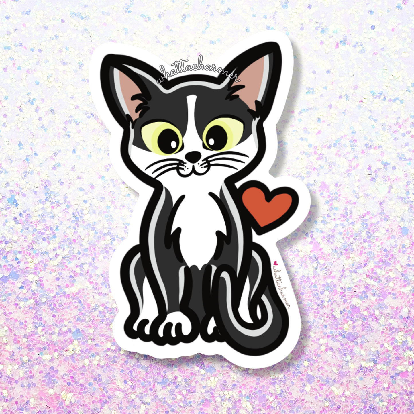 Shorthaired Black Tuxedo Cat Vinyl Sticker