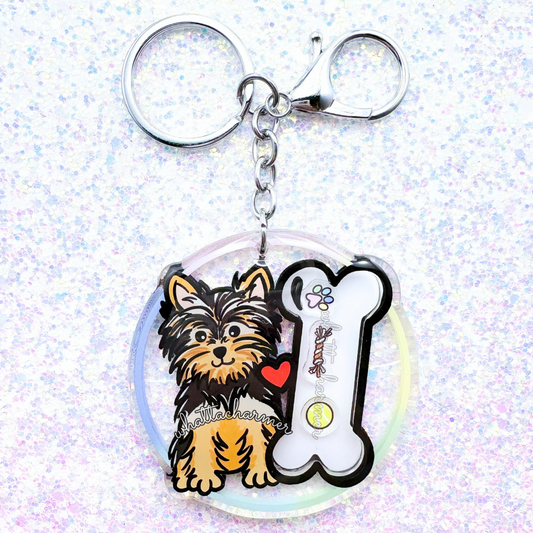 Black and Gold Yorkshire Terrier Shaker Keychain