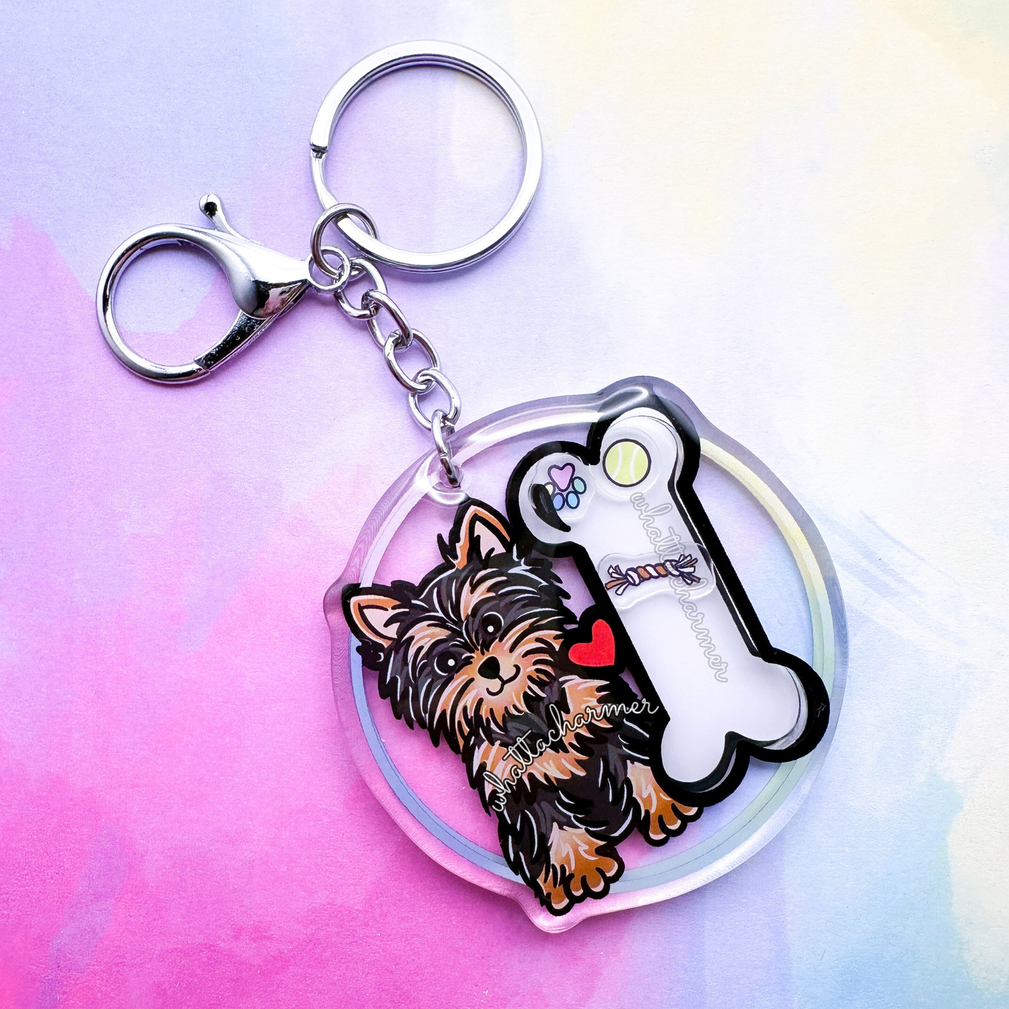 Black and Tan Yorkshire Terrier Shaker Keychain