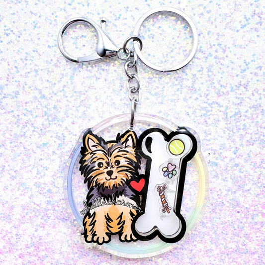 Blue and Tan Yorkshire Terrier Shaker Keychain