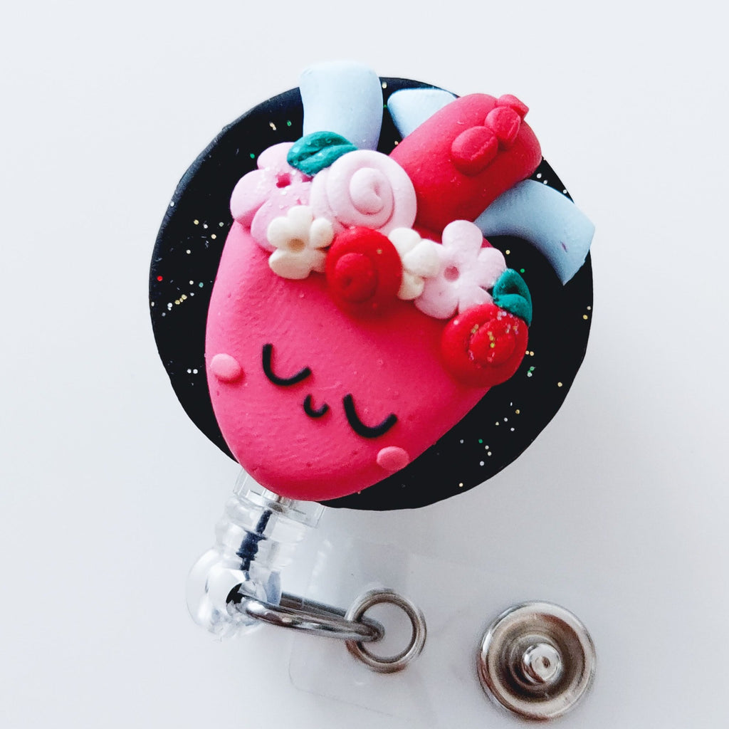 Floral Cardiology Badge Reel