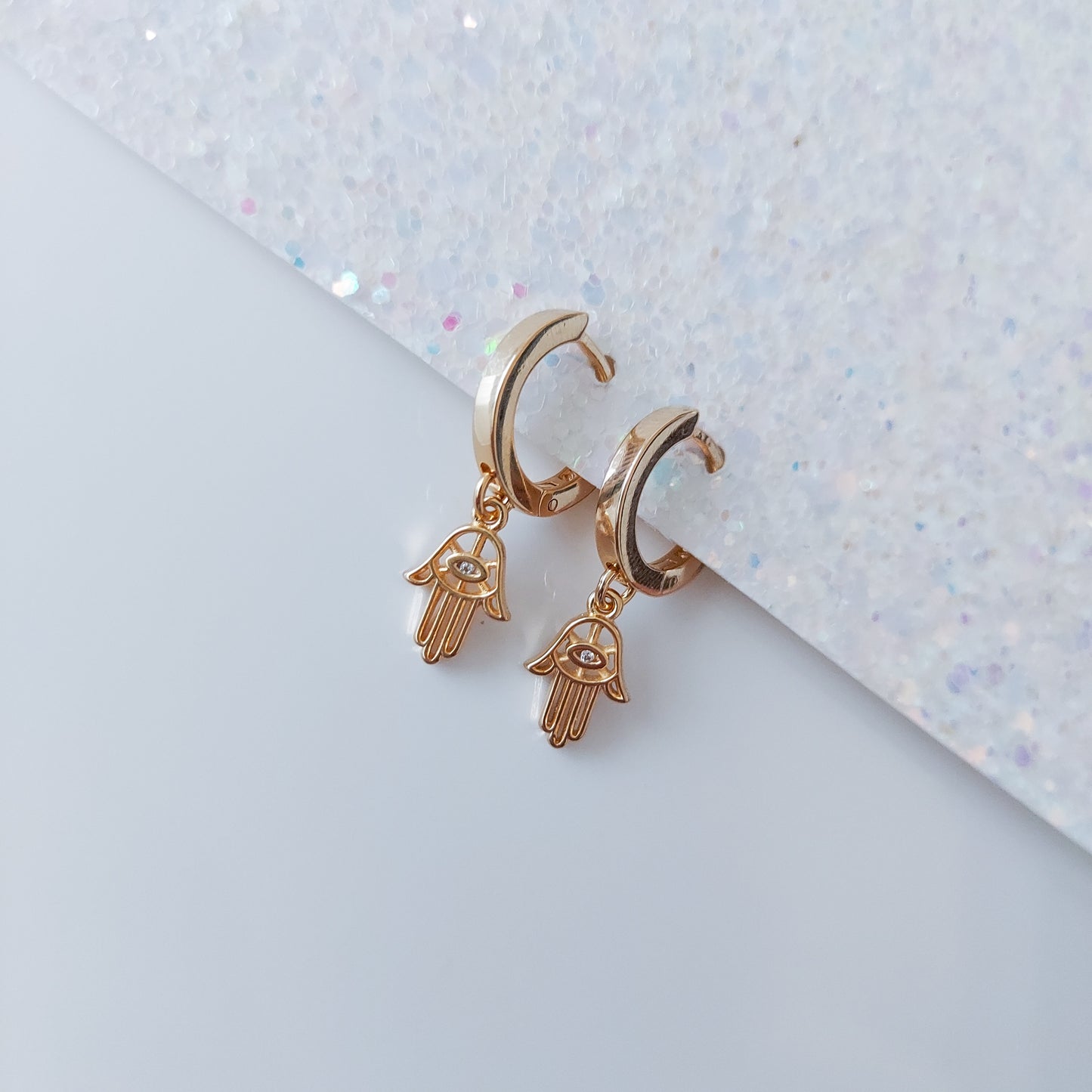 Gold-Filled Hamsa Hoop Earrings