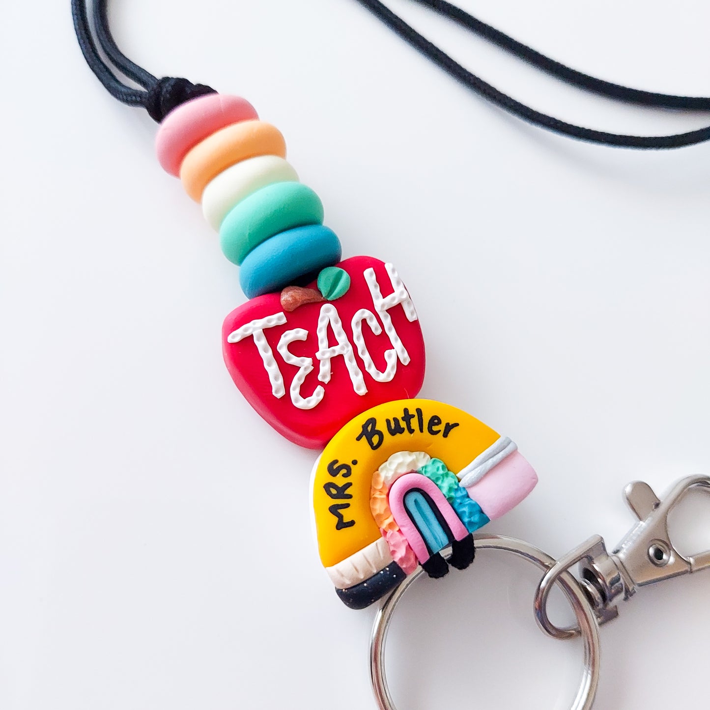 Personalized Teacher Rainbow Lanyard