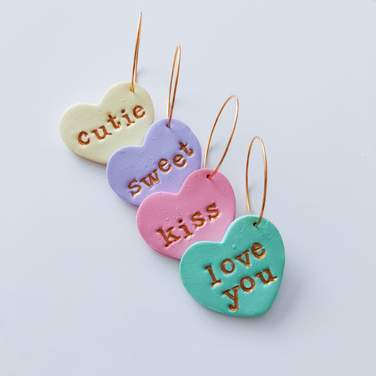 Conversation Heart Hoop Earrings