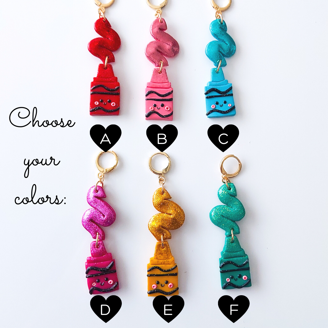 Mix and Match Crayon Dangle Earrings