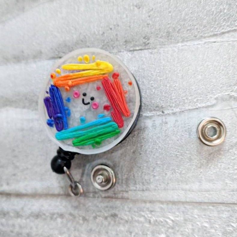Rainbow Petri Dish Badge Reel