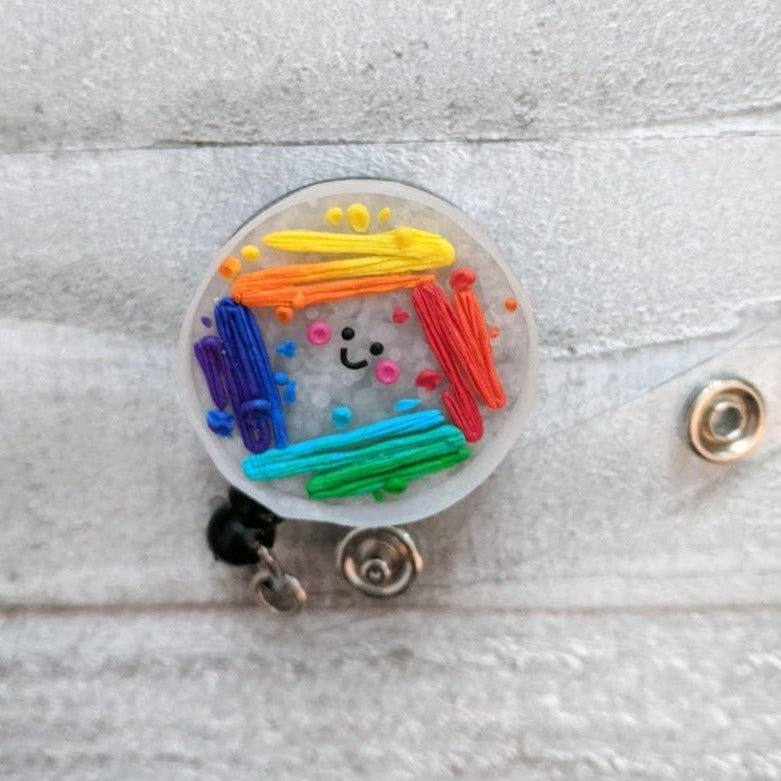 Rainbow Petri Dish Badge Reel